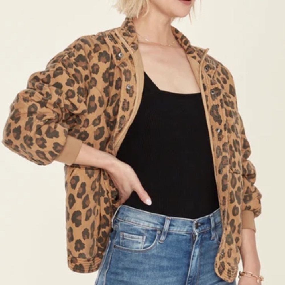 Blank NYC - quilted jacket - leopard print